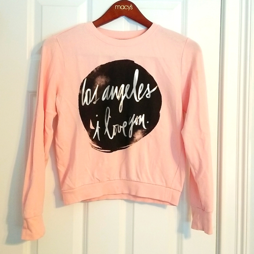 Mighty Fine Pink Crew Neck Sweatshirt, "Los Angeles I Love You", Size M
